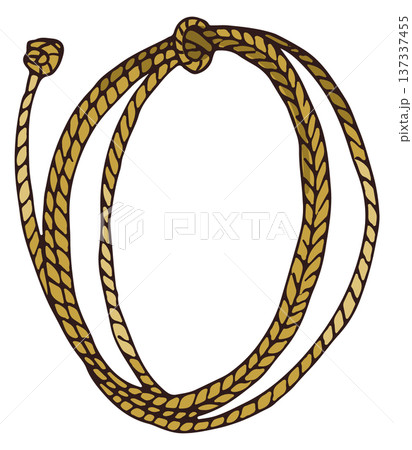 Lasso rope color icon. Rodeo cord drawing 137337455
