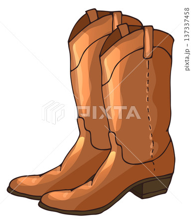Cowboy boots color icon. Leather traditional footwear Cowboy boots color icon. Leather traditional footwear 137337458