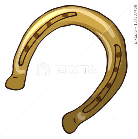 Horseshoe drawing. Metal horse shoe color icon 137337459