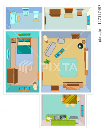 Architectural project. Apartment top view. Floor layout 137337497