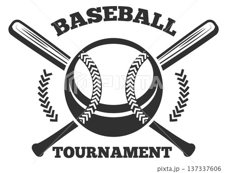 Baseball tournament black logo. Sport game badge 137337606