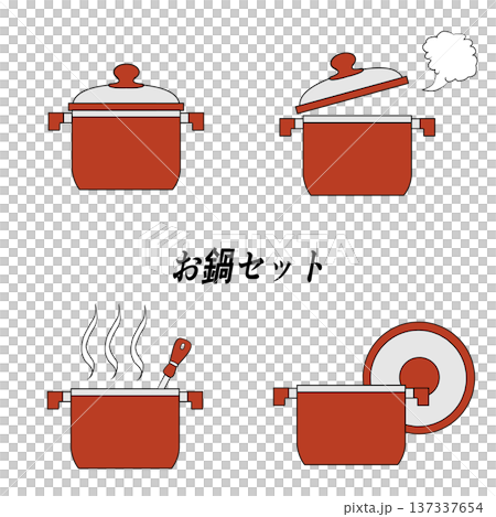 赤いお鍋セット　料理 137337654