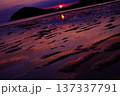夕焼けに染まる砂浜 137337791