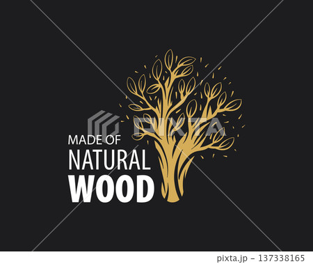An unusual vector hand-drawn logo for the production of wood products 137338165