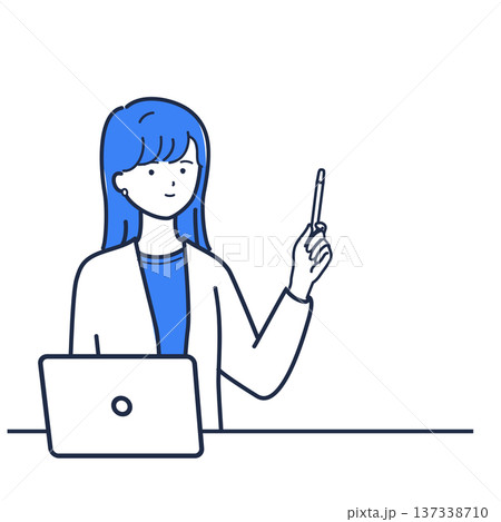 指し棒で説明するビジネスウーマン　プレゼンイラスト 137338710