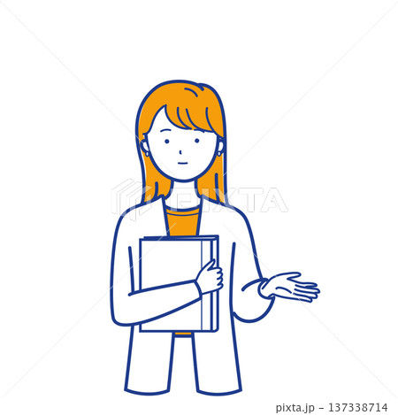 資料を持って説明するビジネスウーマン　プレゼン・会議イラスト（色違い） 137338714