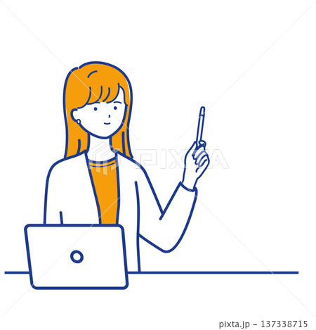指し棒で説明するビジネスウーマン　プレゼンイラスト（色違い） 137338715
