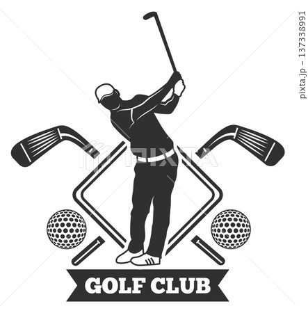 Golf player logo. Retro sport man silhouette 137338991