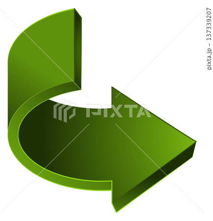 Green arrow bent forward. Curved direction element 137339207