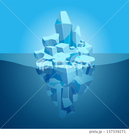 Iceberg floating in water banner. Ocean ice mountain Iceberg floating in water banner. Ocean ice mountain 137339271