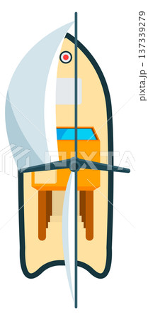 Sailing boat cartoon icon. Yacht top view Sailing boat cartoon icon. Yacht top view 137339279