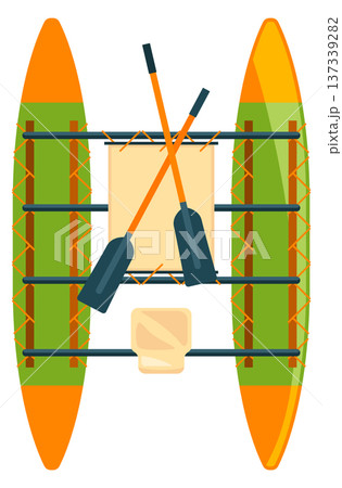 Catamaran top view. Double deck boat icon 137339282