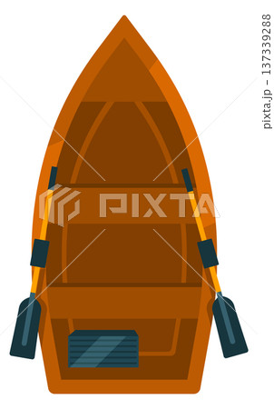 Rowboat cartoon icon. Wooden oar row boat 137339288