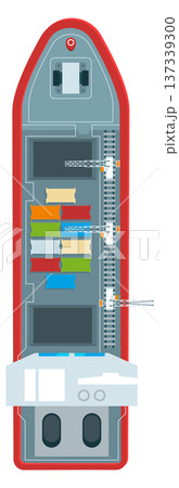 Freight ship top view. Marine cargo transport 137339300