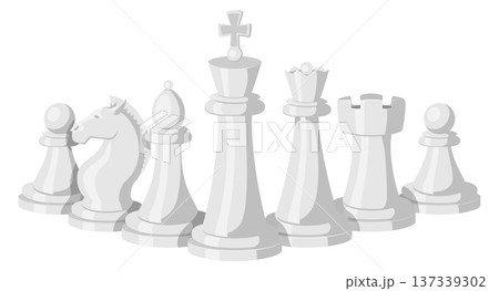 Chess game figures. White pieces cartoon icon 137339302