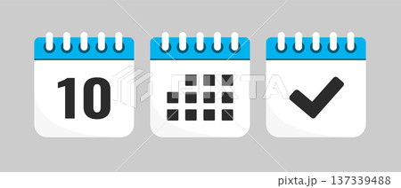 Set icons page calendar - day 10, agenda, done Set icons page calendar - day 10, agenda, done 137339488