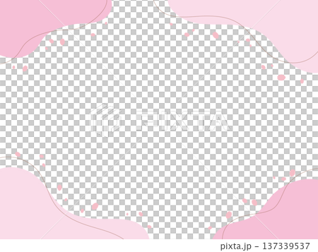 櫻花花瓣的簡潔邊框插圖，線條流暢優美。 137339537