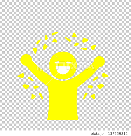Happy person icon in confetti (yellow) 137339812