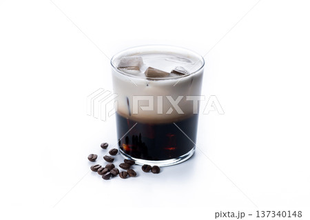 Refreshing Boozy White Russian Cocktail with Vodka and Cream 137340148