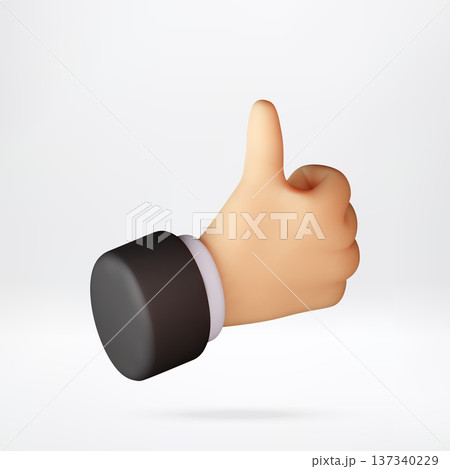 3D illustration of hand gesture showing thumb up 137340229