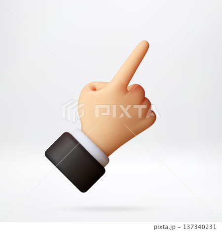 3D hand showing pointing gesture. 3D hand showing pointing gesture. 137340231