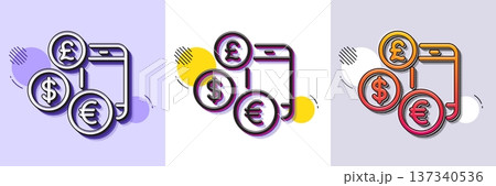 Currency rates line icon. Halftone dotted pattern. Gradient icon with grain shadow. Money exchange sign. Phone trade symbol. Line currency rate icon. Various designs. Vector Currency rates line icon. Halftone dotted pattern. Gradient icon with grain shadow. Money exchange sign. Phone trade symbol. Line currency rate icon. Various designs. Vector 137340536
