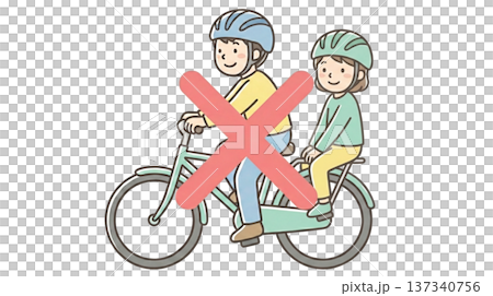 Riding two people on a bicycle is prohibited! Traffic safety awareness illustration, transparent PNG 137340756