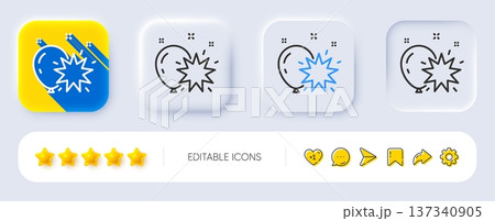Balloon dart line icon. Neumorphic, Flat shadow, 3d buttons. Amusement park sign. Pop the balloon symbol. Line balloon dart icon. Social media icons. Vector 137340905