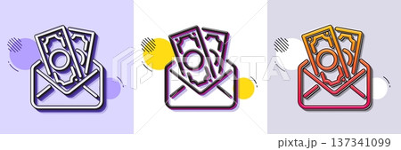 Bribe line icon. Halftone dotted pattern. Gradient icon with grain shadow. Money fraud crime sign. Cash envelope symbol. Line bribe icon. Various designs. Vector Bribe line icon. Halftone dotted pattern. Gradient icon with grain shadow. Money fraud crime sign. Cash envelope symbol. Line bribe icon. Various designs. Vector 137341099
