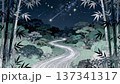 星空と天の川が輝く幻想的な竹林庭園 137341317