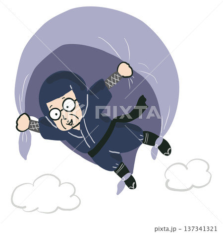 ムササビの術で空を飛ぶ忍者 137341321