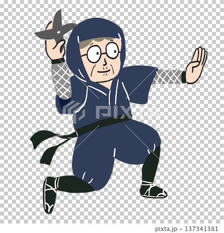 A ninja takes aim and throws a shuriken 137341381