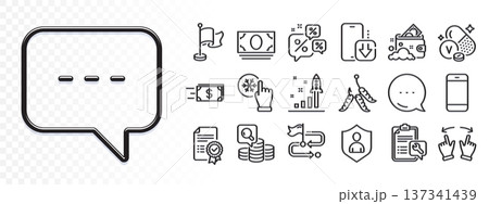 Smartphone, Cash money and Inspect line icons for web app. Glare of light effect. Message icon. Pack of Travel path, Move gesture, Development plan pictogram icons. Vector Smartphone, Cash money and Inspect line icons for web app. Glare of light effect. Message icon. Pack of Travel path, Move gesture, Development plan pictogram icons. Vector 137341439