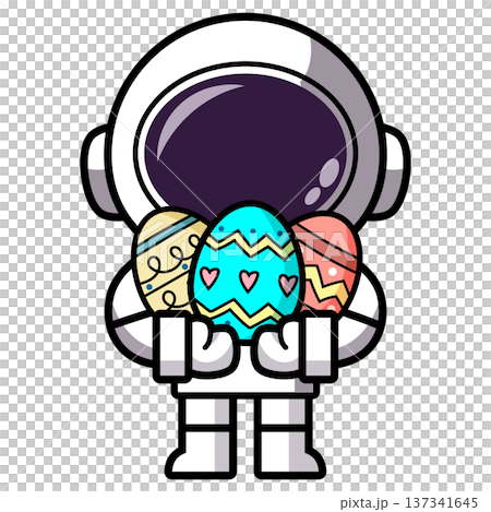 Astronaut is holding an Easter Egg 137341645