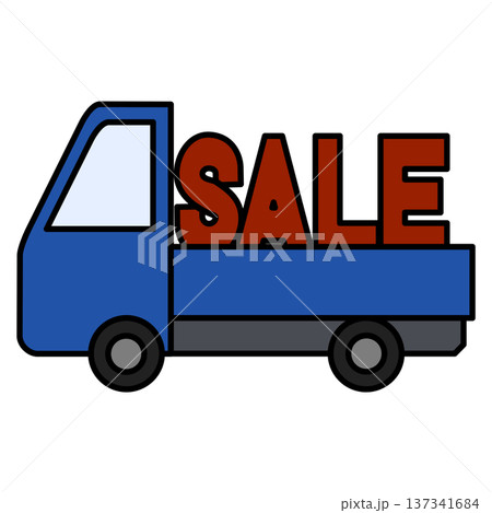荷台に大きなSALEロゴを載せたトラックのイラスト 137341684