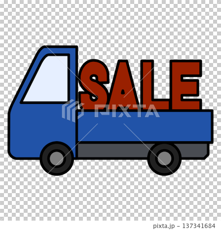 荷台に大きなSALEロゴを載せたトラックのイラスト 137341684