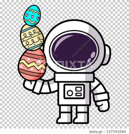 Astronaut is holding an Easter Egg 137341694
