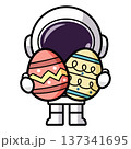 Astronaut is holding an Easter Egg 137341695