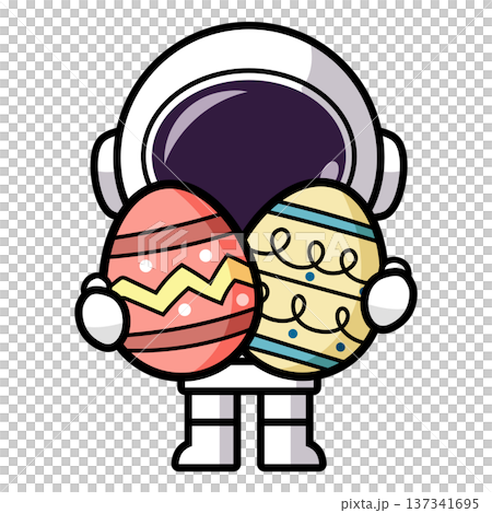Astronaut is holding an Easter Egg 137341695