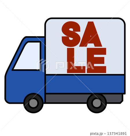 「SALE」の文字が入った配送トラックのイラスト 「SALE」の文字が入った配送トラックのイラスト 137341891