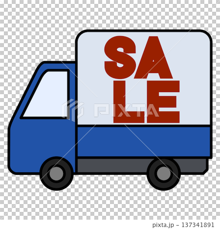 「SALE」の文字が入った配送トラックのイラスト 「SALE」の文字が入った配送トラックのイラスト 137341891
