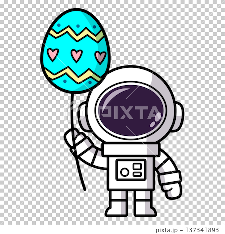 Astronaut is holding an Easter Egg Balloons 137341893