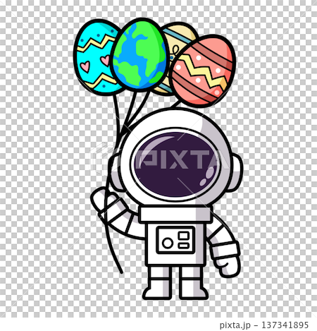 Astronaut is holding an Easter Egg Balloons 137341895