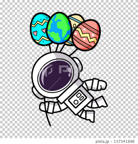 Astronaut is holding an Easter Egg Balloons 137341896