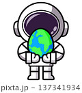 Astronaut Holding Easter Egg  137341934
