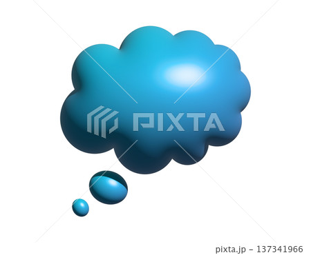 3D Abstract gradient blue thought bubble icon with small circles 3D Abstract gradient blue thought bubble icon with small circles 137341966