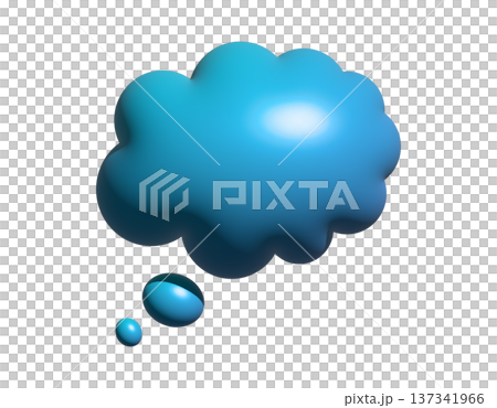 3D Abstract gradient blue thought bubble icon with small circles 3D Abstract gradient blue thought bubble icon with small circles 137341966