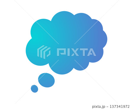 Abstract gradient blue thought bubble icon with small circles Abstract gradient blue thought bubble icon with small circles 137341972