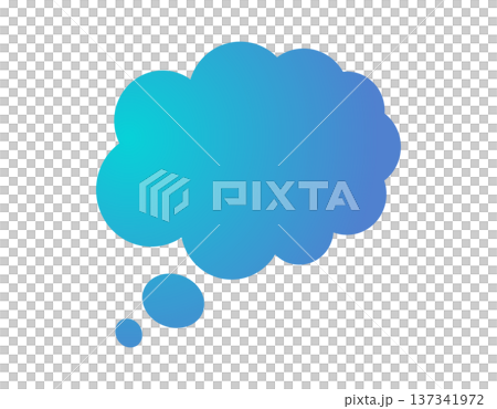 Abstract gradient blue thought bubble icon with small circles Abstract gradient blue thought bubble icon with small circles 137341972