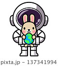 Astronaut Holding Earth with Bunny 137341994